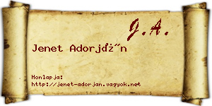 Jenet Adorján névjegykártya